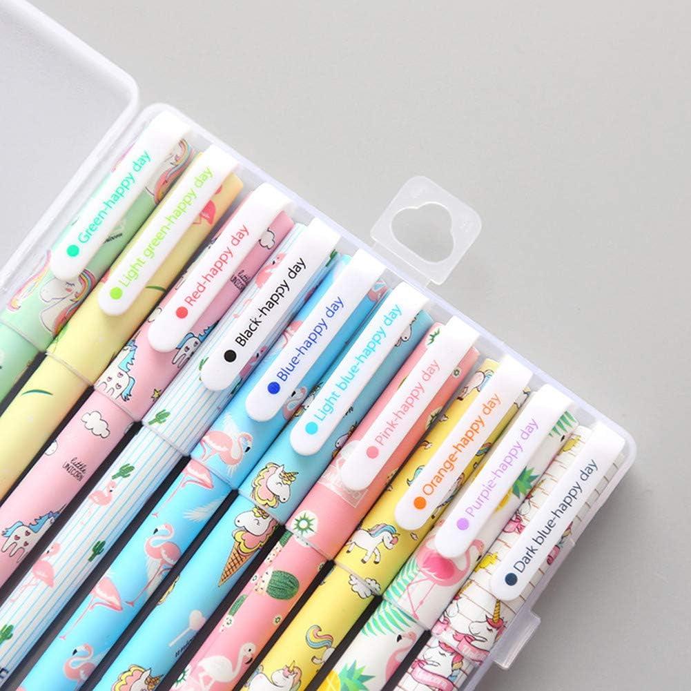 Cute Color Pens for Women  Colorful Gel Ink Pen Set Unicorn Flamingo Pens Multicolor Gel Ink Roller Ball Pens for Kids Girls Children Students Teens Gifts 10 Pcs (0.5 Mm)